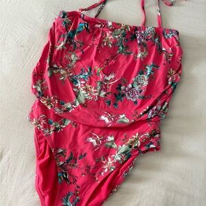 Johnny Was Floral Red One Piece Swimsuit